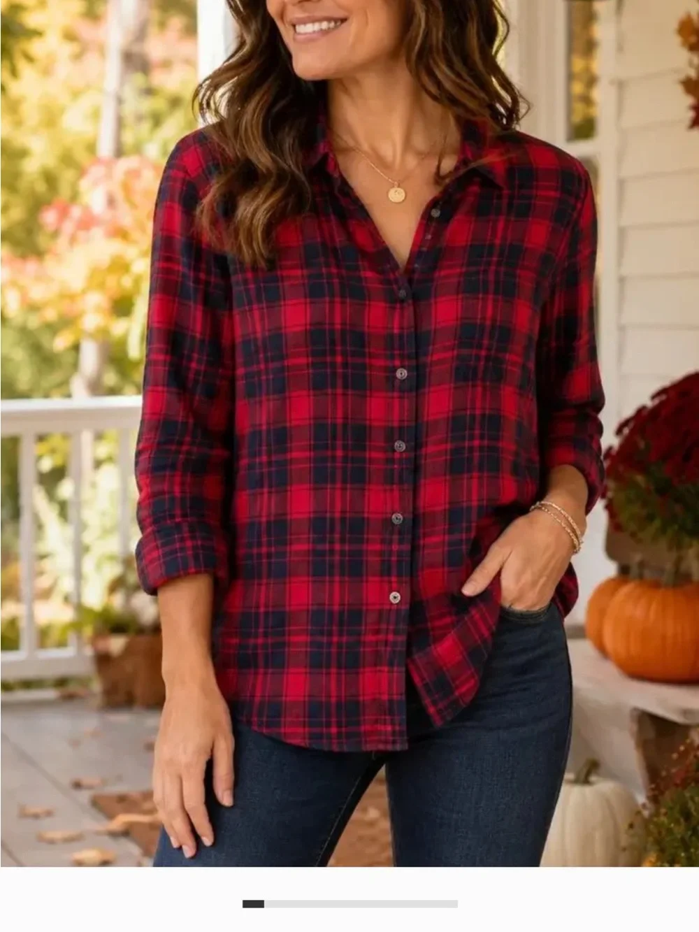J. Crew Red and Navy Plaid Button-Down Shirt